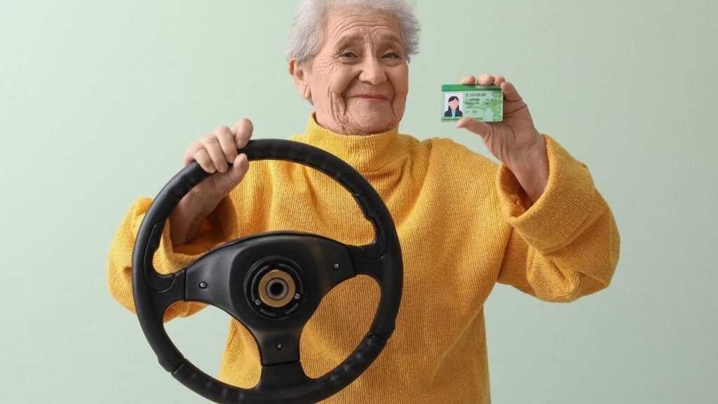 Senior Citizen holding steering wheel